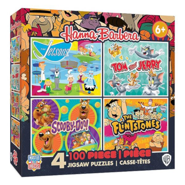 Головоломка Masterpieces Puzzles Hanna Barbera Скуби-Ду, Джетсоны, Флинтстоны и Том и Джерри 4-Pack Masterpieces Puzzles