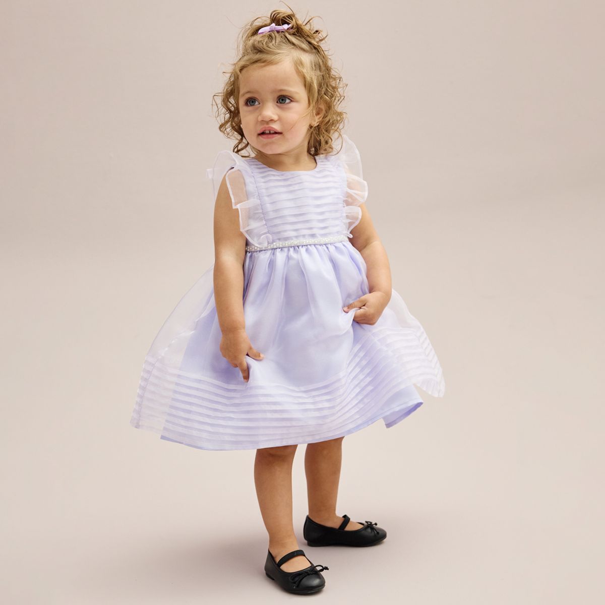 Toddler Girl Blueberi Boulevard Ruffle Trim Ribbed Fit and Flare Dress Blueberi Boulevard