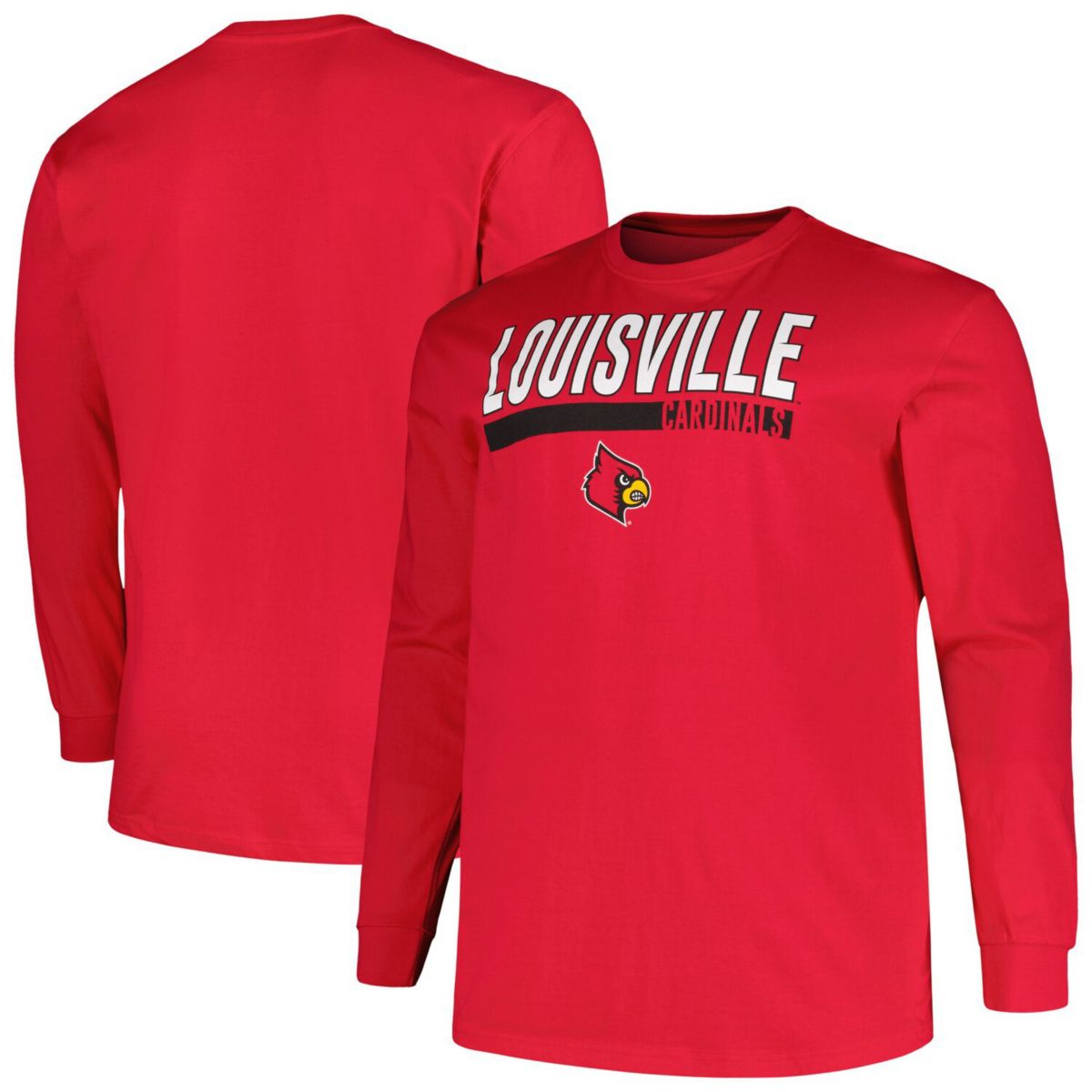 Men's Profile Red Louisville Cardinals Big & Tall Two-Hit Long Sleeve T-Shirt Profile