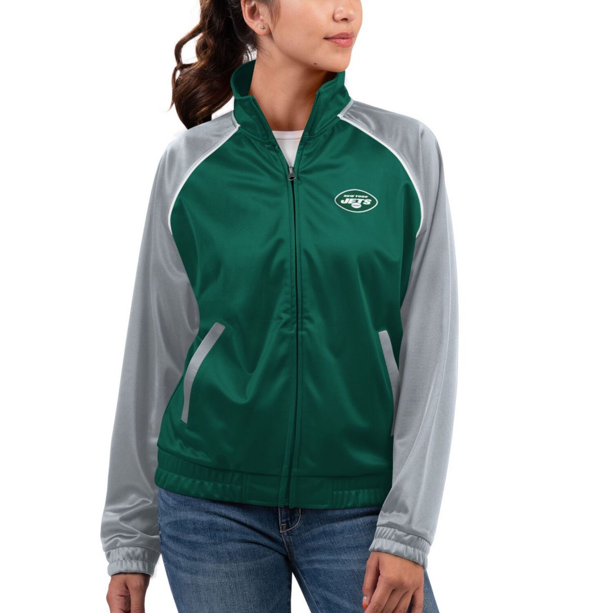 Женская Повседневная куртка G-III 4Her by Carl Banks Зеленая New York Jets Showup Fashion Dolman с молнией In The Style