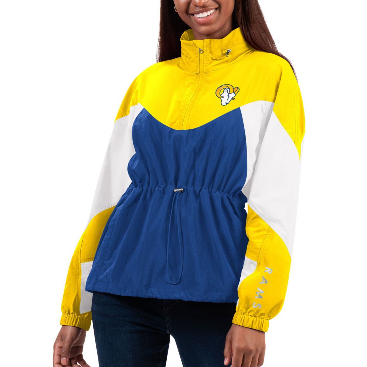 Женская Куртка G-III 4Her от Carl Banks Royal/Gold Los Angeles Rams Tie Breaker Lightweight Quarter-Zip In The Style