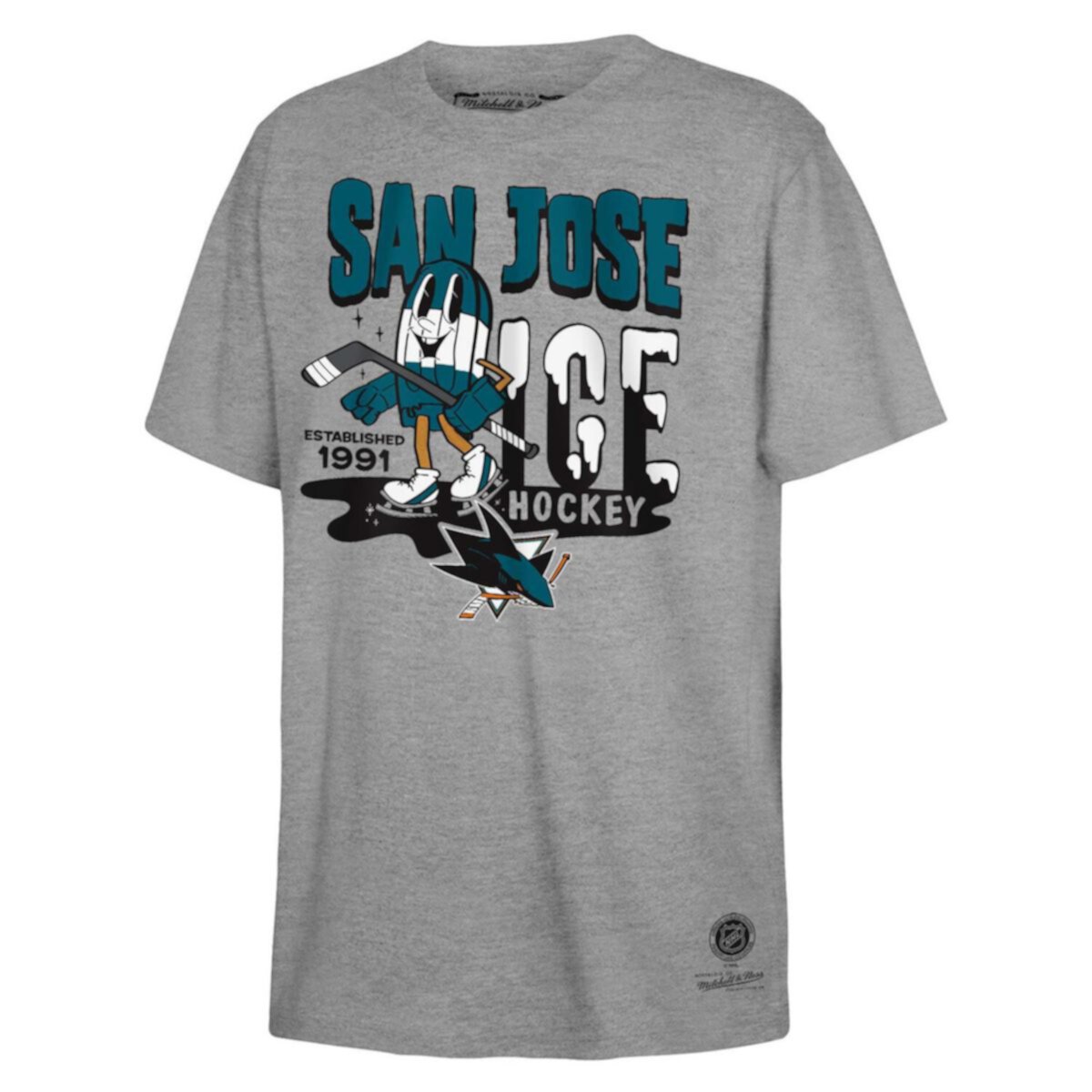 Молодежная футболка Mitchell & Ness Grey San Jose Sharks Popsicle Mitchell & Ness