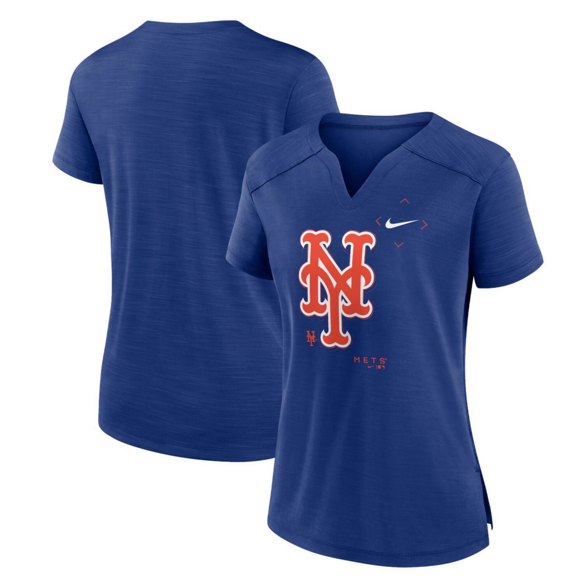 Женская Футболка Nike Royal New York Mets Pure Pride Boxy Performance Notch Neck Nitro USA