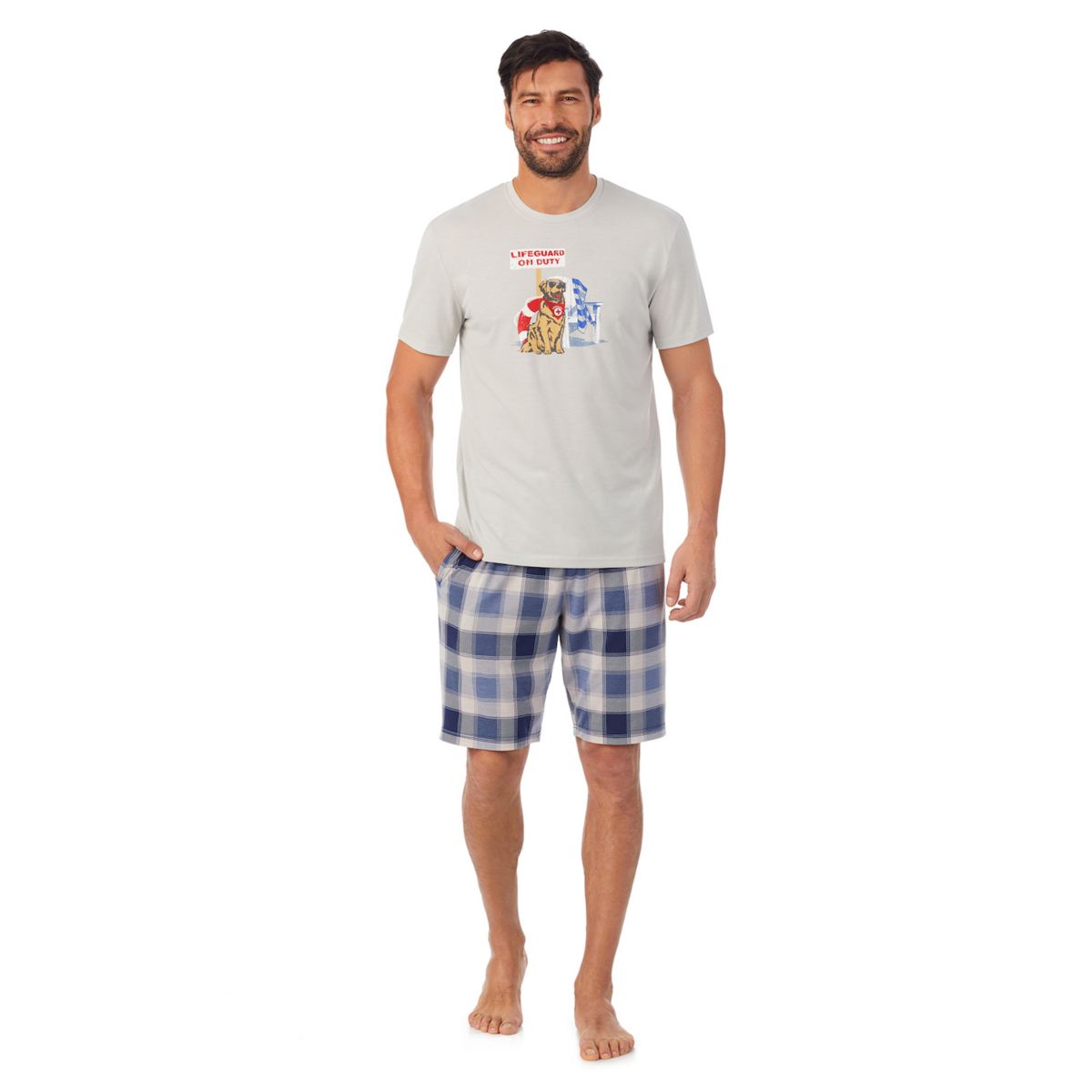 Мужская пижамная футболка с коротким рукавом Cuddl Duds® и пижамные шорты с принтом Cuddl Duds