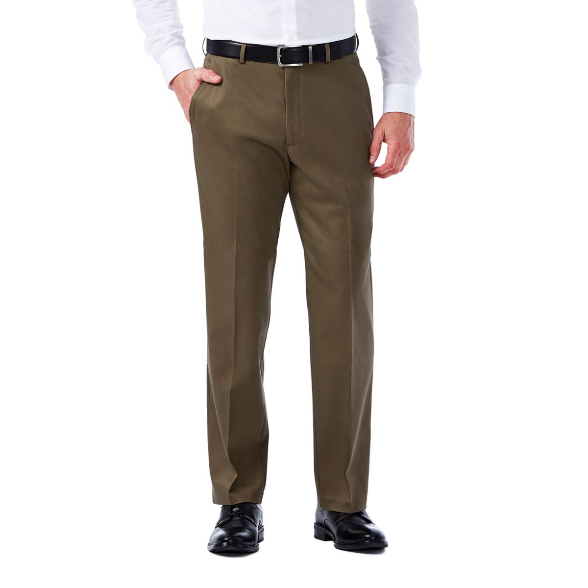 Мужские Повседневные брюки HAGGAR Premium No-Iron Khaki Stretch Classic-Fit Flat-Front HAGGAR