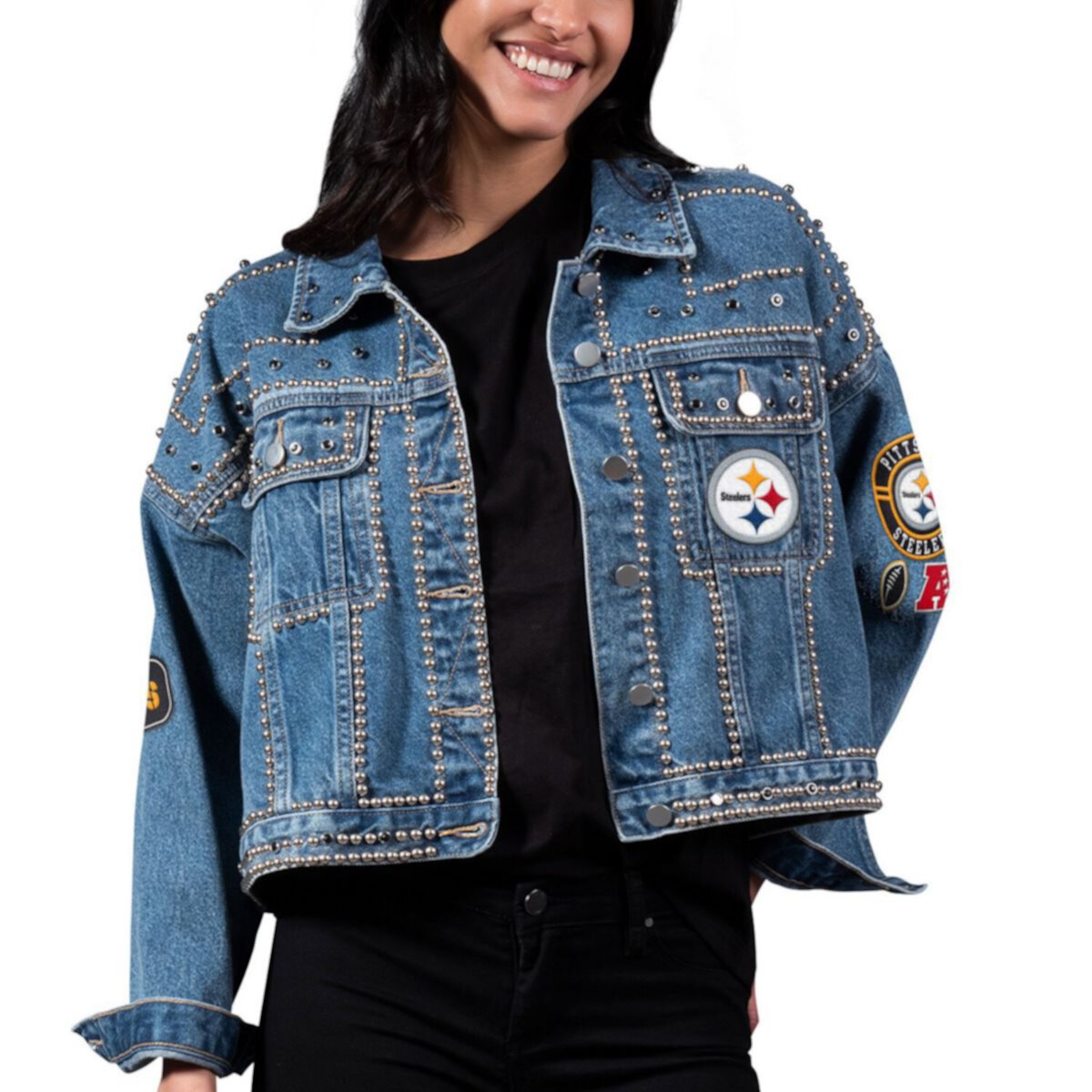 Женская Повседневная куртка G-III 4Her by Carl Banks Pittsburgh Steelers First Finish Medium Denim In The Style