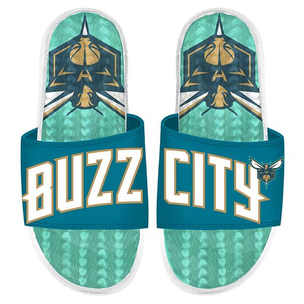 Мужские сандалии ISlide Gel Slide White Charlotte Hornets City Edition 2023/24 с массажным эффектом ISlide