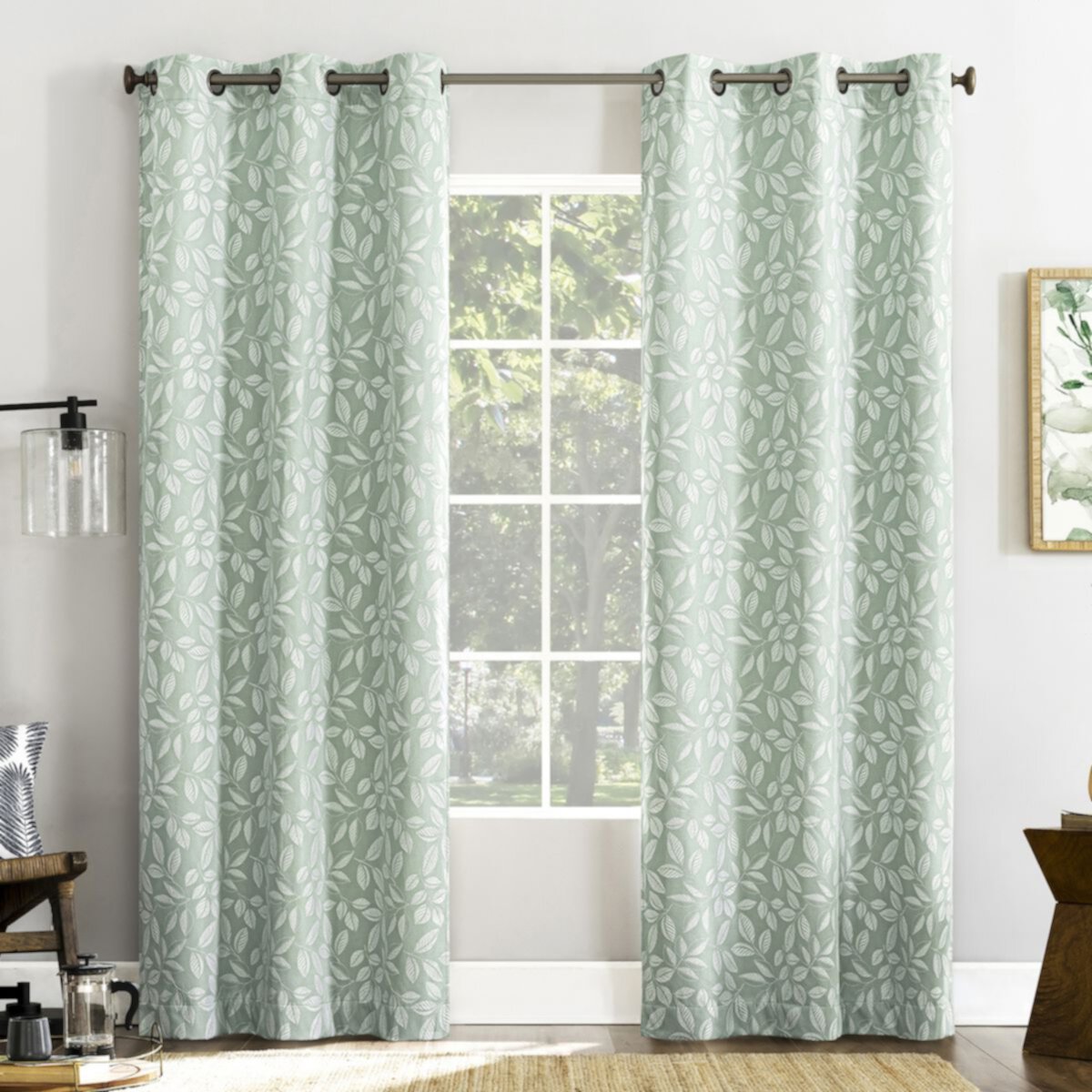 Sun Zero Satti Embroidered Leaf 100% Blackout Single Curtain Panel Sun Zero