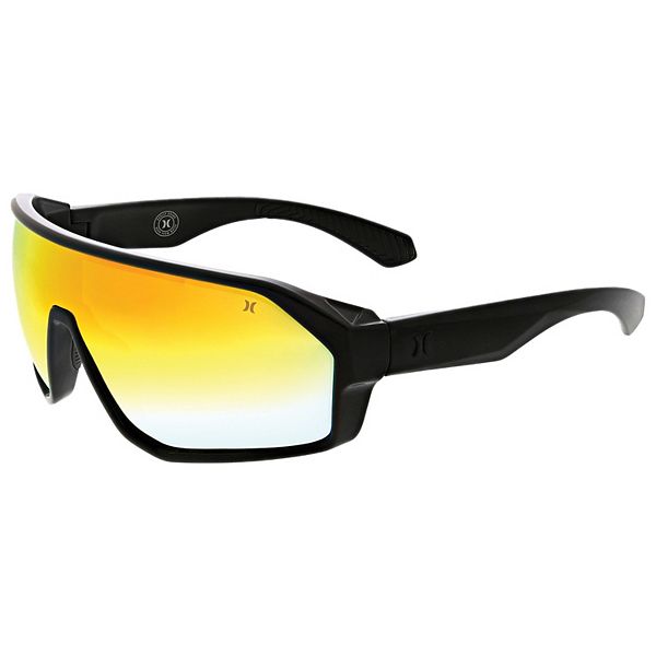 Men's Hurley 70mm Angular Shield Polarized Wrap Sunglasses Hurley