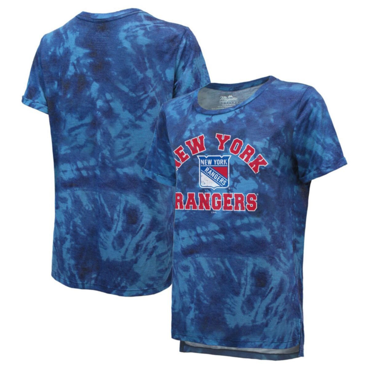 Женская Футболка Majestic Threads Сине-голубая New York Rangers Boyfriend Tie-Dye Tri-Blend Majestic Threads