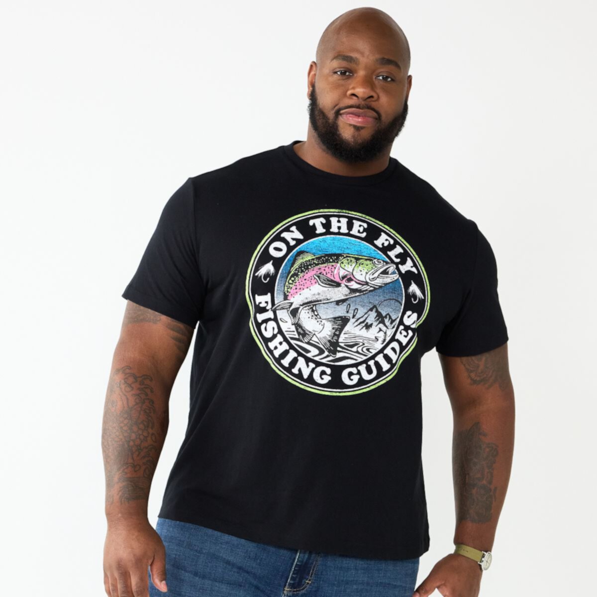 Big & Tall On The Fly Fishing Guides Graphic Tee Generic