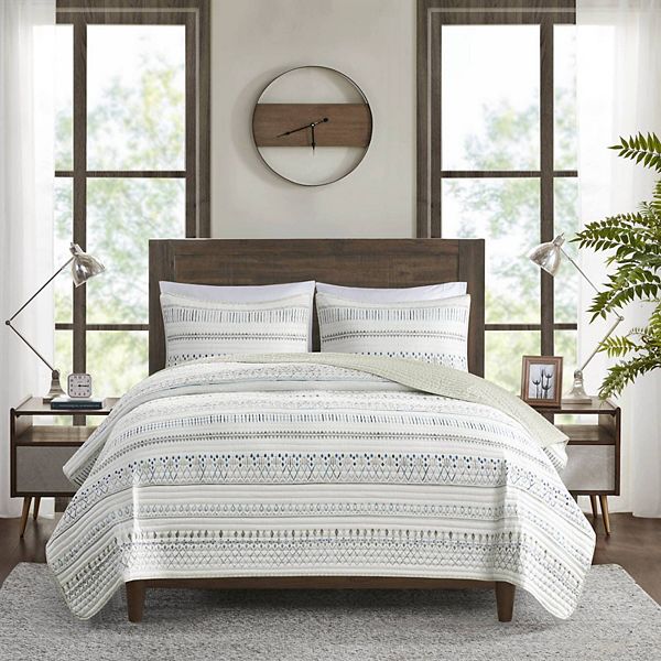 Madison Park Joshua 3-Piece Printed Microfiber Seersucker Coverlet Set Madison Park