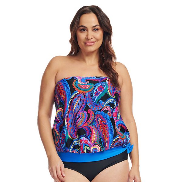 Танкини Mazu Tropical Flora с драпировкой, плюс размеры, без бретелей Mazu Swim