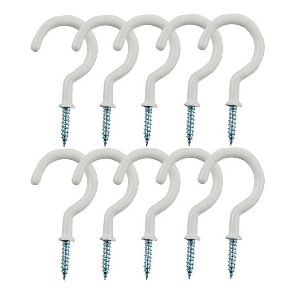 10pcs Cup Ceiling Hooks Metal Vinyl Coated Screw in Hanger Brown Unique Bargains