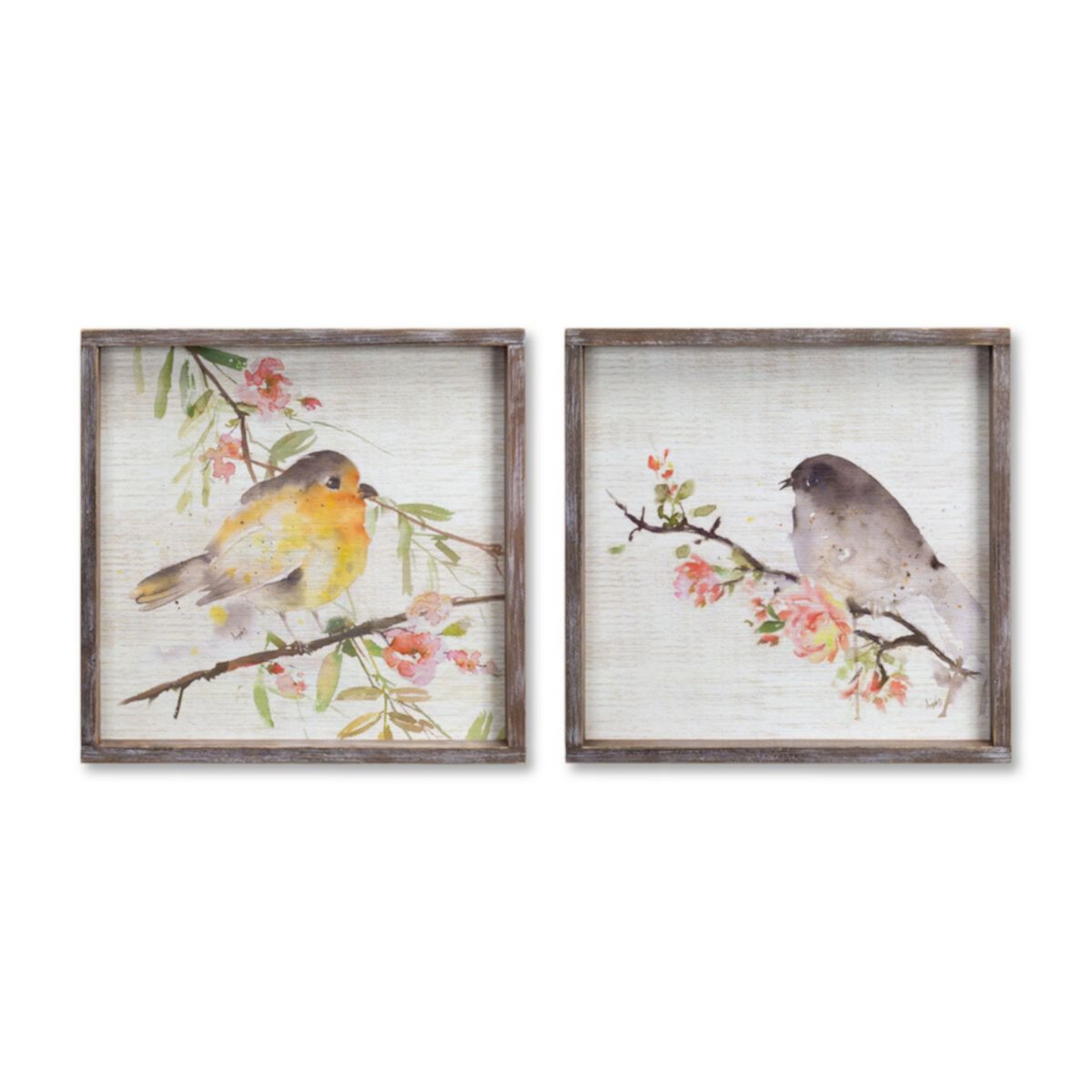 Набор из 2 предметов с акварельными тарелками в виде птиц в деревянной рамке Melrose Melrose