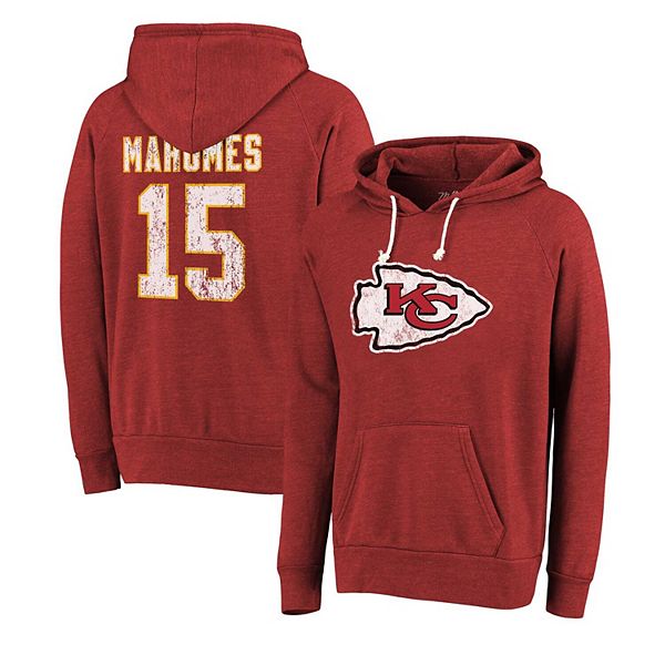 Мужской красный пуловер с капюшоном Majestic Threads Патрика Магомеса Kansas City Chiefs с именем и номером Majestic