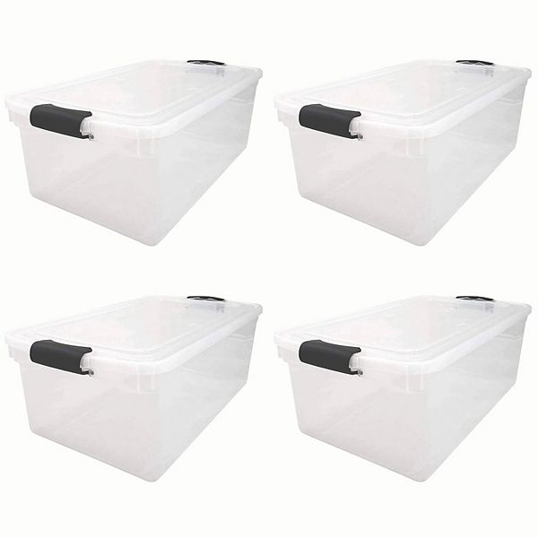 Homz 66 Qt Clear Storage Organizing Container Bin with Latching Lids (4 Pack) Homz