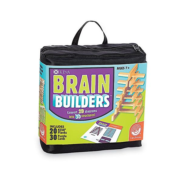 Обучающая игра Brain Builders из 20 деревянных деталей и 30 карточек с заданиями, для детей от 7 лет MindWare