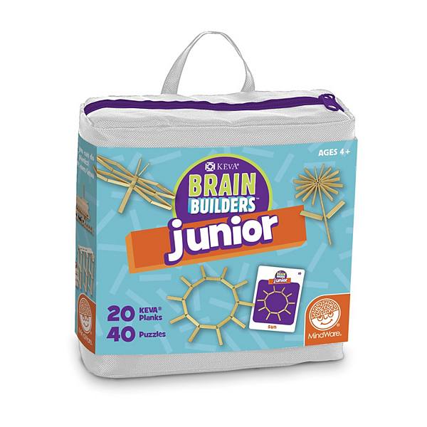 Детский игровой набор-пазл KEVA Brain Builders Junior, 20 деревянных блоков, 40 уровней сложности, для детей от 4 лет MindWare