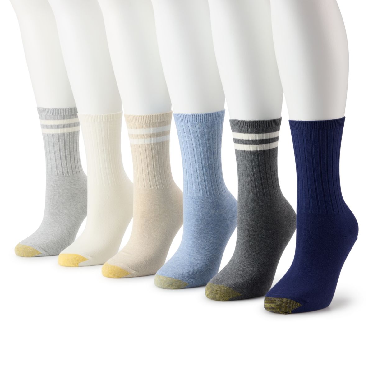 Women's GOLDTOE® 6-Pack Ribbed Crew Socks GOLDTOE