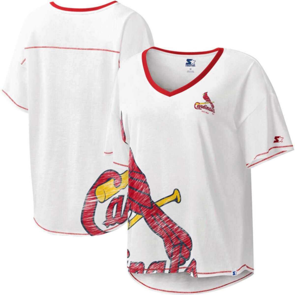 Женская стартовая белая футболка St. Louis Cardinals Perfect Game с v-образным вырезом Starter