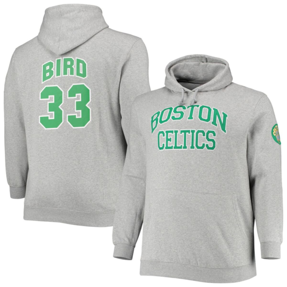 Мужская Футболка Mitchell & Ness Larry Bird Серый Хэндмейд Бостон Селтикс Mitchell & Ness