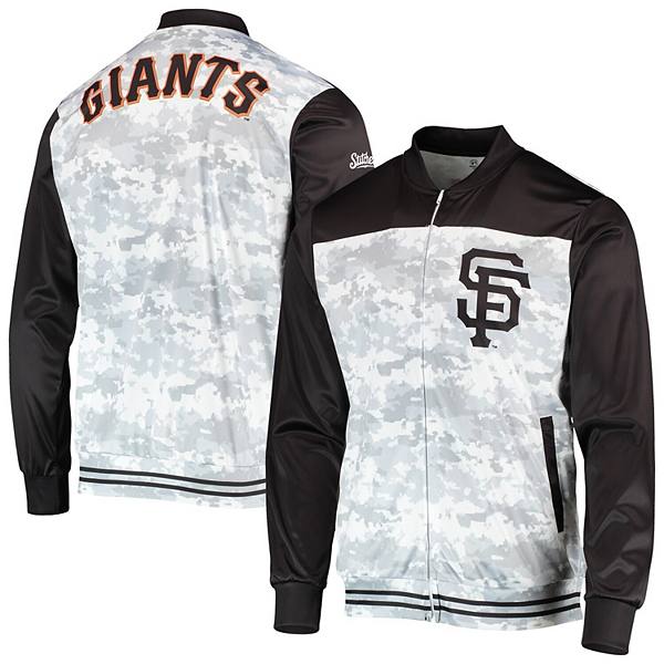 Чёрная куртка Stitches San Francisco Giants с камуфляжным дизайном и молнией Stitches