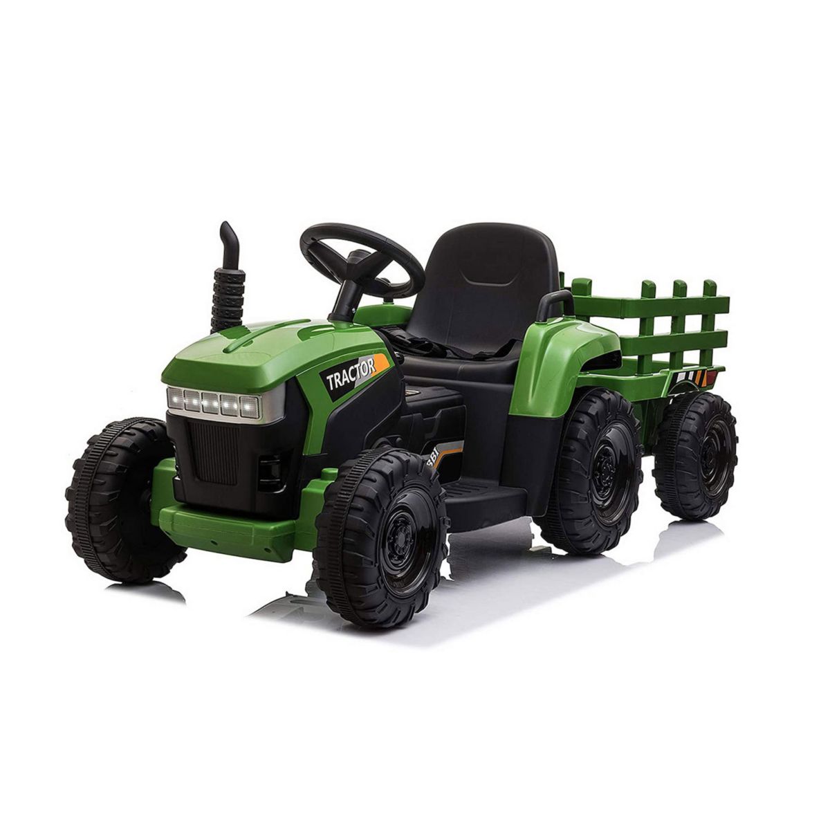 TOBBI 12 Вольтовый игрушечный трактор с прицепом, темно-зеленый TOBBI