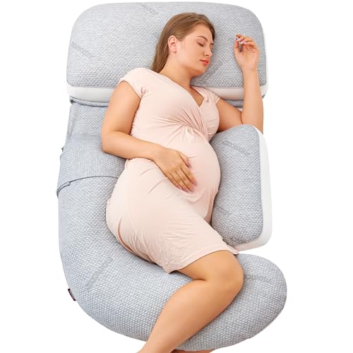 Подушка для беременных Momcozy — оригинальная съемная подушка для беременных G-образной формы с гибкой подушкой для живота, подушки для поддержки всего тела для взрослых с воздушным слоем, серый Momcozy