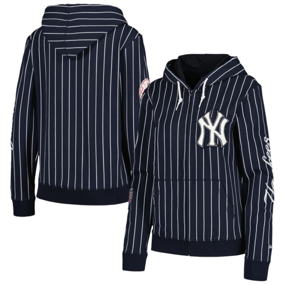 Женская Футболка New Era x Staple Navy New York Yankees Pinstripe Tri-Blend Full-Zip New Era x Staple