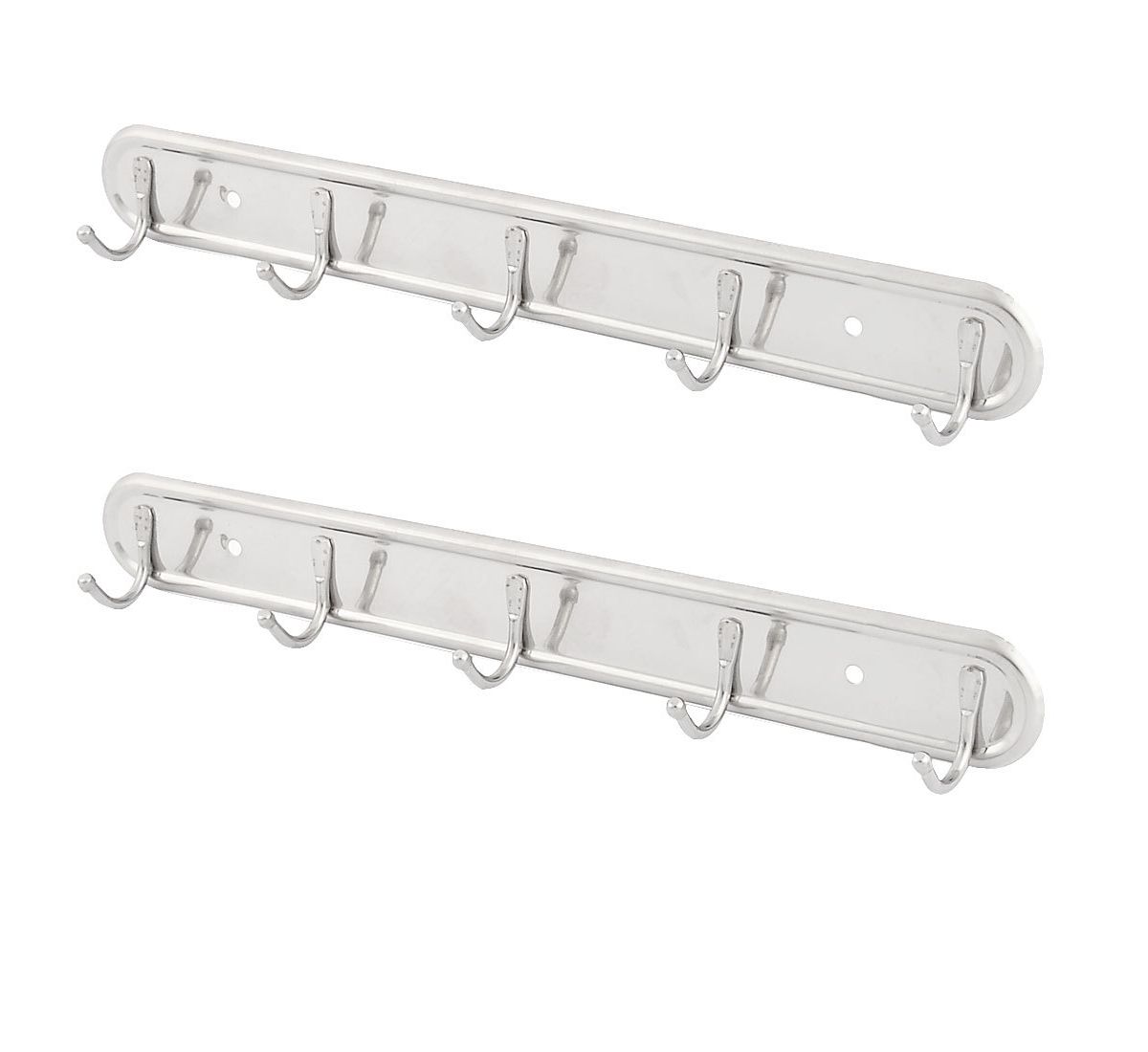 Bedroom Washroom Wall Mounted 5 Hooks Towel Hat Coat Hanger Holder Rack 2PCS Unique Bargains