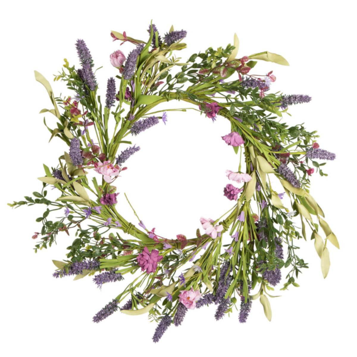 Vickerman 24&#34; Artificial Purple Lilac Wild Flower Wreath Vickerman