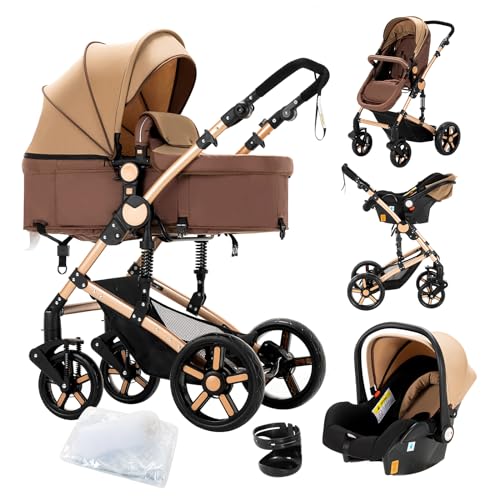 2 in 1 Baby Stroller with Bassinet Reversible Portable Standard Baby Stroller Convertible Pushchair Infant Buggy Baby Carriage Foldable High Landscape Pram for Toddler Newborn (2USV9-BG) Suttonbebe