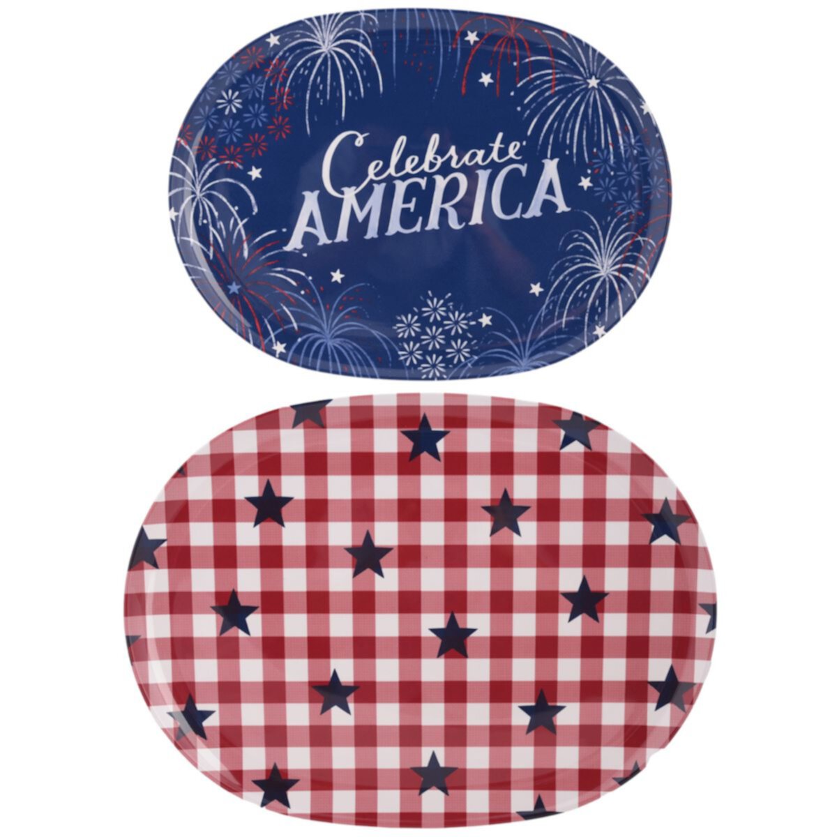 Набор сервировочных подносов Americana из 2 красных, белых и синих предметов Celebrate Together