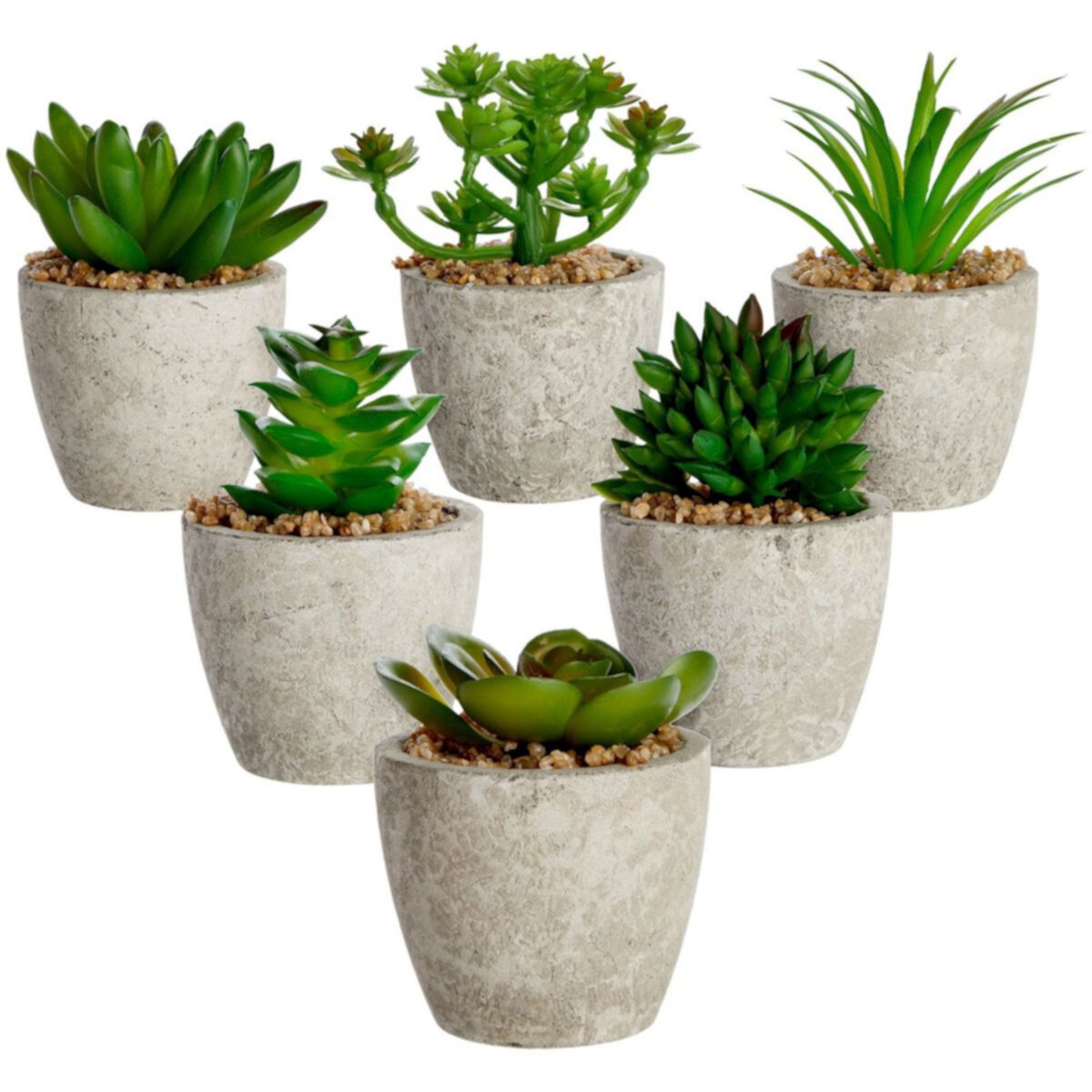 Juvale Artificial Succulents 6 Pack - Cactus Plants with Gray Pots - 4 inch Juvale