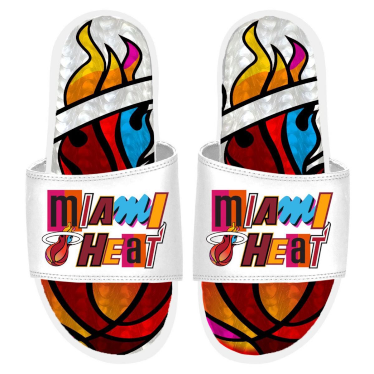 Белые гелевые шлепанцы ISlide Miami Heat 2022/23 City Edition ISlide