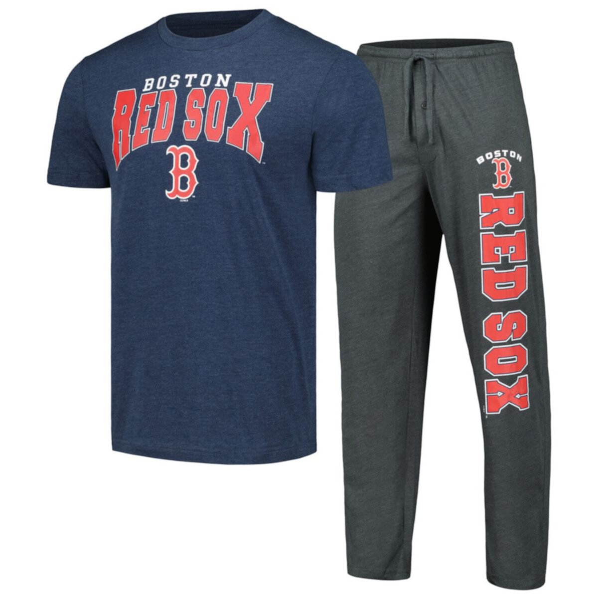 Мужской комплект для сна с футболкой и брюками Concepts Sport угольного/темно-синего цвета Boston Red Sox Meter Unbranded