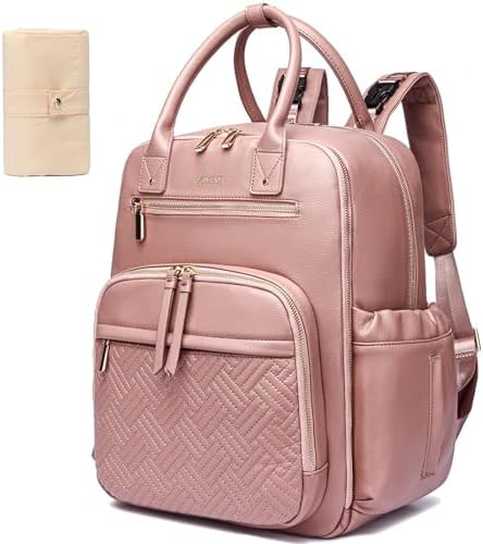Кожаный женский рюкзак для подгузников с несколькими карманами, отделением для ноутбука и пеленальной подушкой Yomiky