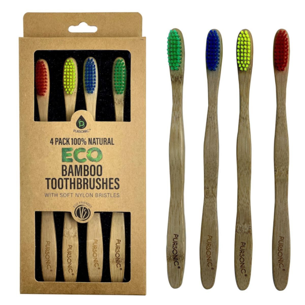 Pursonic Bamboo Toothbrushes (4 pack) Pursonic