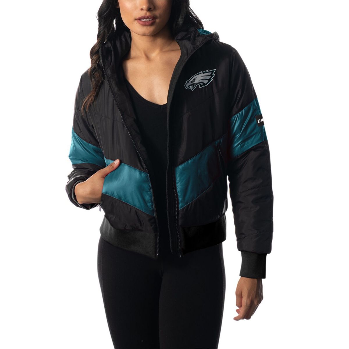 Женская Повседневная куртка Unbranded Чёрная Puffer Philadelphia Eagles Unbranded