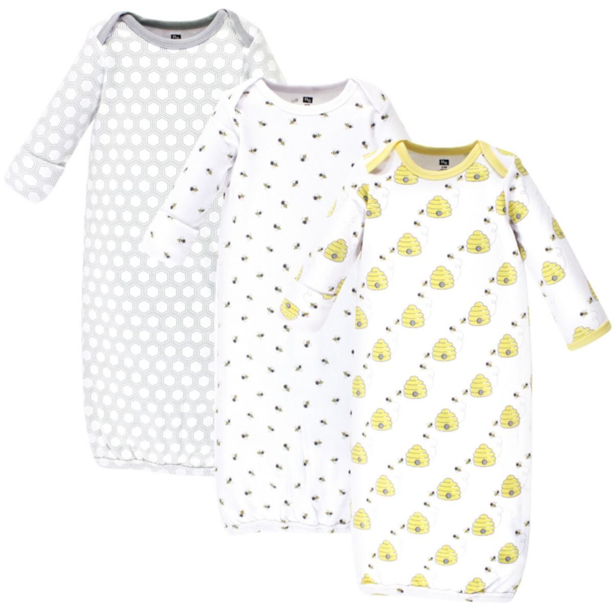 Хлопковые халаты с длинными рукавами для младенцев Hudson Baby, 3 шт., пчелы, 0–6 месяцев Hudson Baby