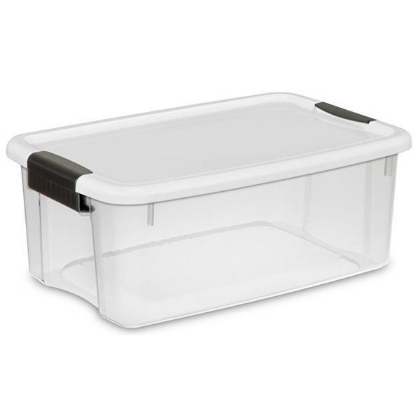 Sterilite 18 Qt Clear Plastic Stackable Storage Bin W/ White Latch Lid, (6 Pack) Sterilite