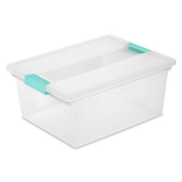 Sterilite Deep Plastic Stackable Storage Bin w/ Clear Latch Lid, Clear (4 Pack) Sterilite