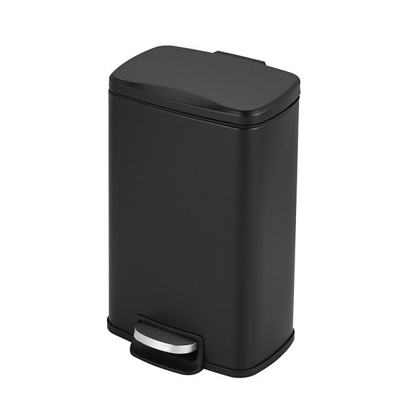 1.3 Gal./5 Liter Rectangular Matt Black Step-on Trash Can for Bathroom and Office Mega Casa