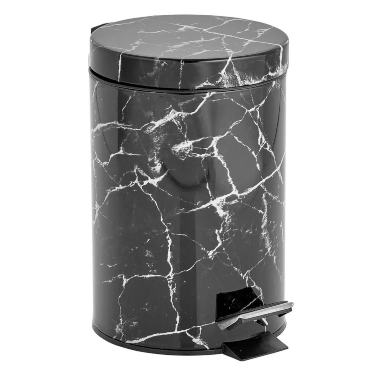 mDesign 3L Metal Round Step Garbage Trash Can with Removable Liner & Lid MDesign