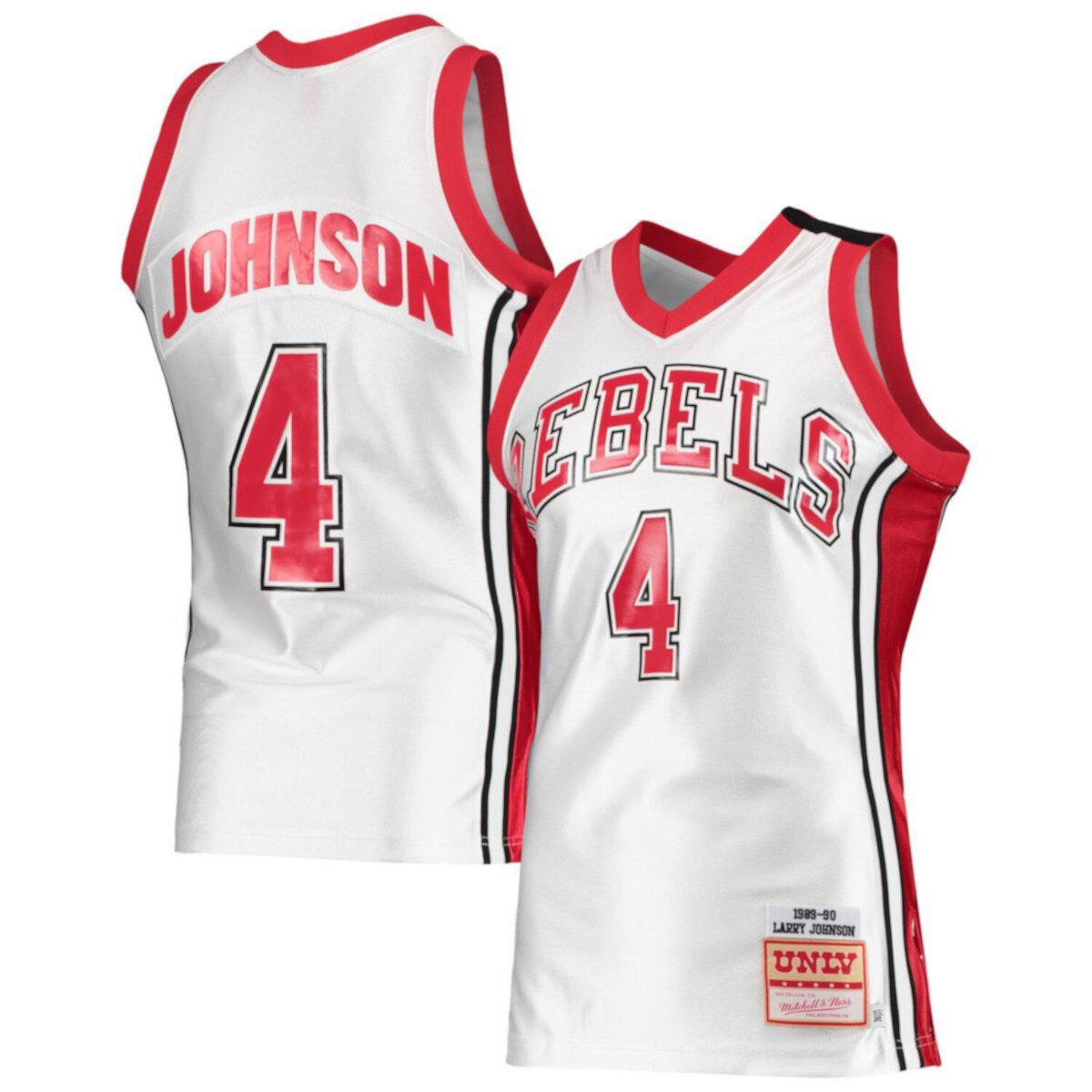 White johnson. Футболка Ларри Джонсона. Mitchell Ness. Футболка Rebels, белая.