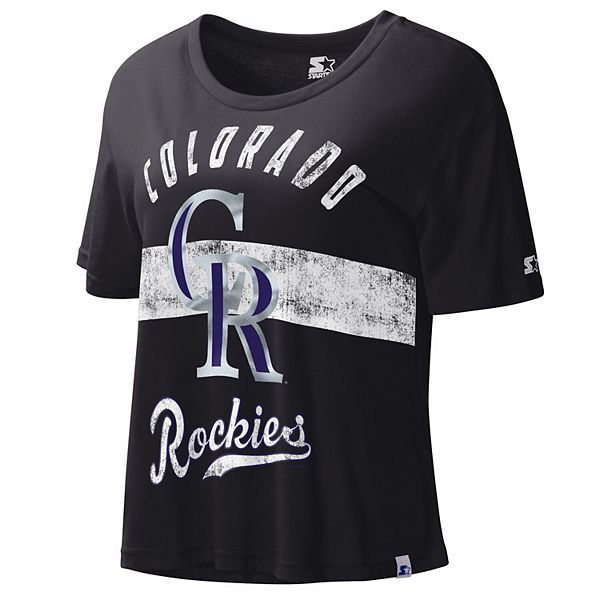 Женский хлопковый кроп-топ Starter с графикой Colorado Rockies, короткий рукав Starter