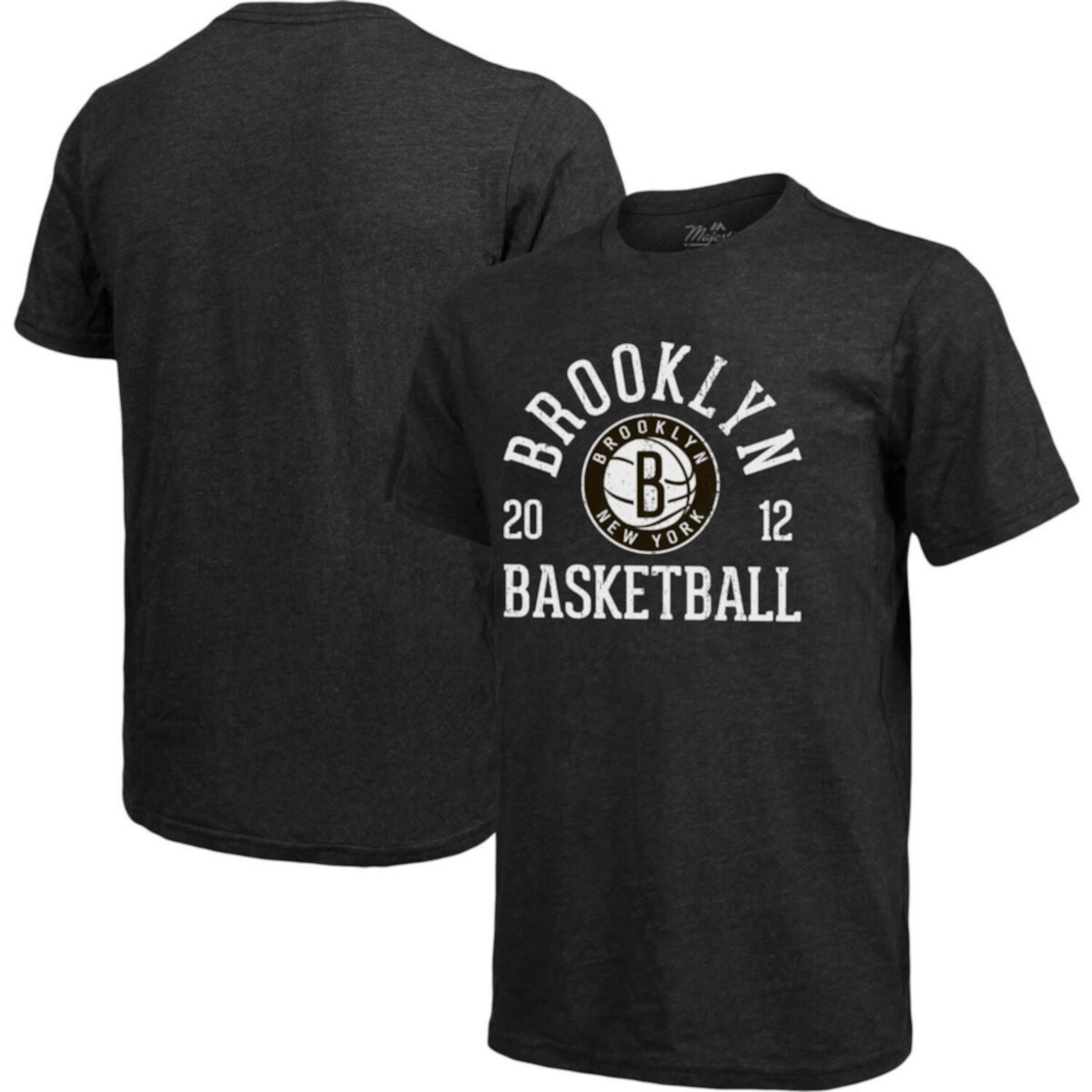 Мужская футболка Majestic Threads Heathered Black Brooklyn Nets Ball Hog Tri-Blend Majestic Threads