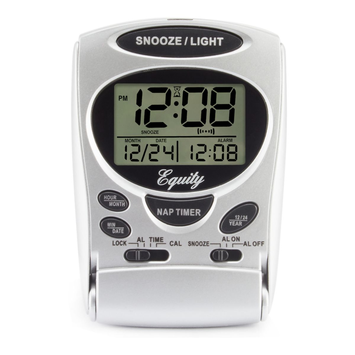 La Crosse Technology Equity 31300 Silver Складной дорожный будильник с ЖК-дисплеем, таймером сна и подсветкой La Crosse Technology