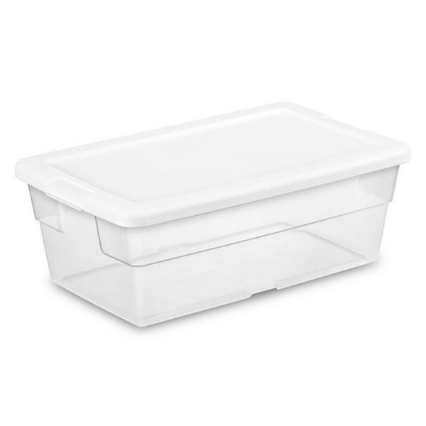 Sterilite 6 Quart Storage Box Stackable Bin With Lid, Plastic Container, 12 Pack Sterilite